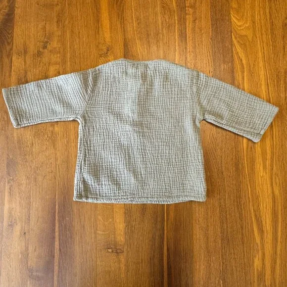 THE SIMPLE FOLK The Muslin Henley Toddler 18-24 MOS Organic Button Shirt Unisex - Picture 2 of 6